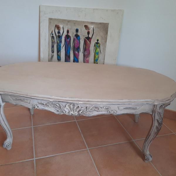 table ovale en merisier